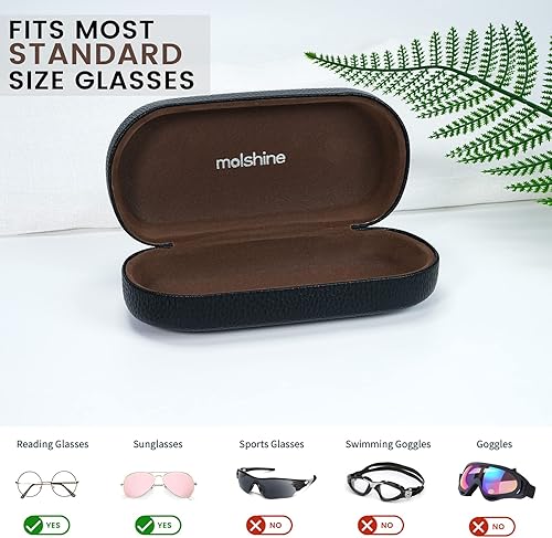 Miniatura 3 de molshine Estuche rígido de cuero para lentes de sol, funda clásica para gafas grandes para mujeres y hombres,Gafas de sol