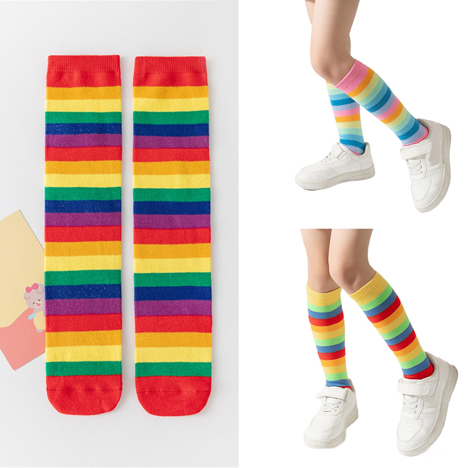 XZQYDS Kids Long Tube Socks Soft & Breathable Cotton Middle Tube Socks Comfortable Calf Length Sock for Baby Girls 3-12 Years