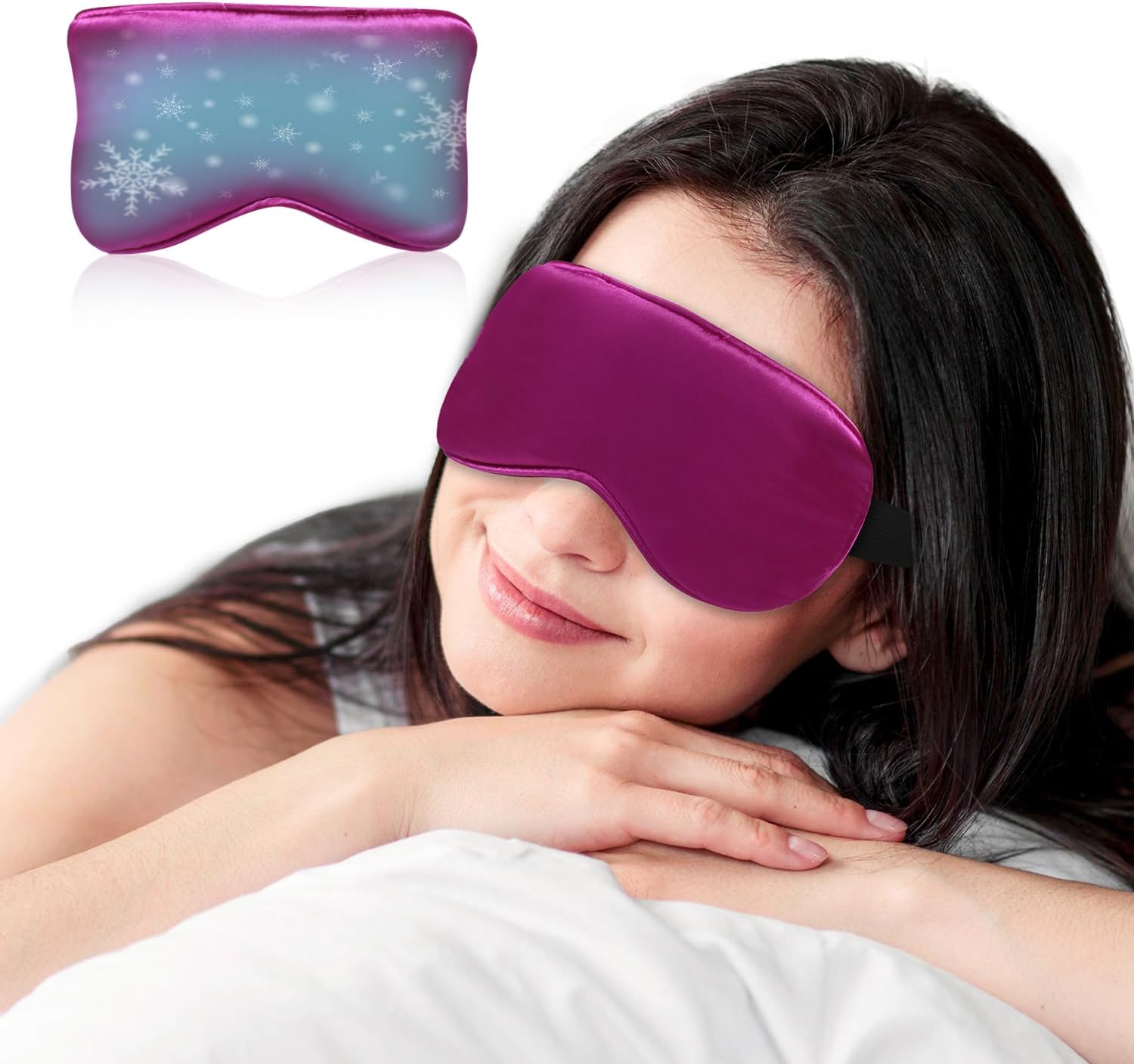 Cooling Eye Mask for Sleeping Silk Migraine Headache Relief Gel Mask Cold Compress Eye Face Ice Pack Reusable for Eyestrain Dark Circles and Puffiness Cold Therapy Gifts for Women Girls