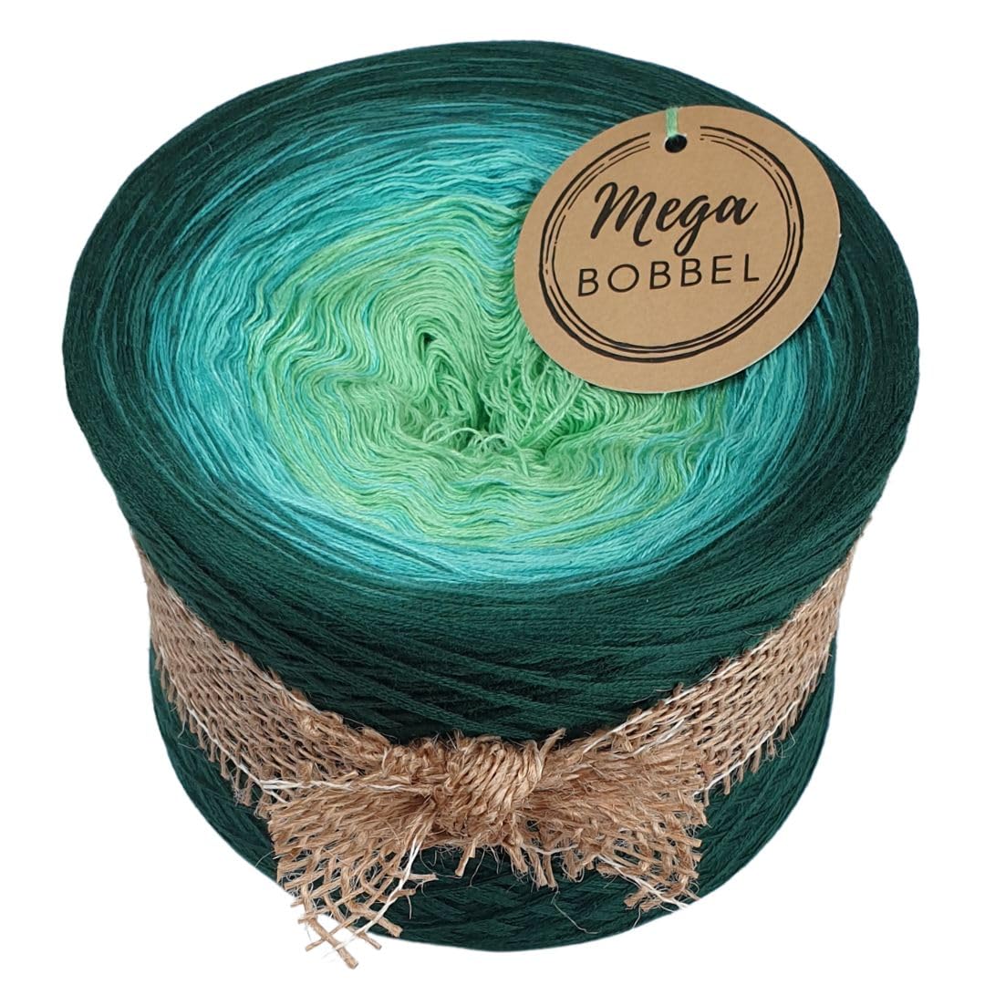 MegaBobbel*Grünes Paradies*A406* (Außenfarbe: Tanne) Farbverlaufsgarn - Lace Garn Bobbel Wolle zum Häkeln & Stricken (4 fädig, 3750m)