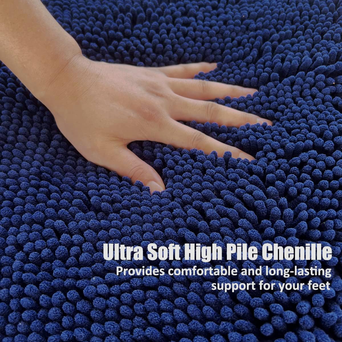 RUN HELIX Non Slip Chenille Bath Mat, Versatile Soft Bathroom Mat & Shower Mat - Image 4