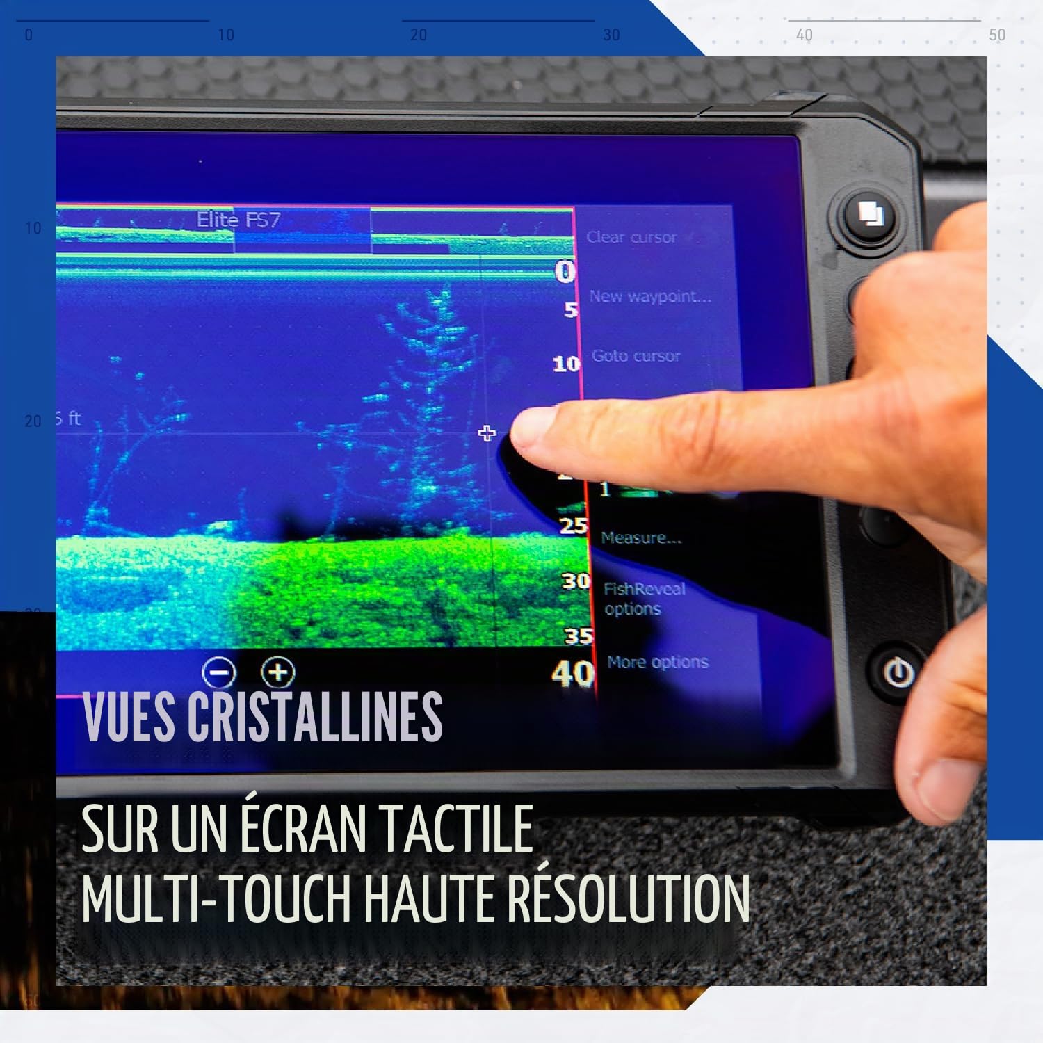 Lowrance Elite FS 7 Détecteur de Poissons avec transducteur 3 en 1 imagerie Active, Graphique C-Map Contour+ préchargé