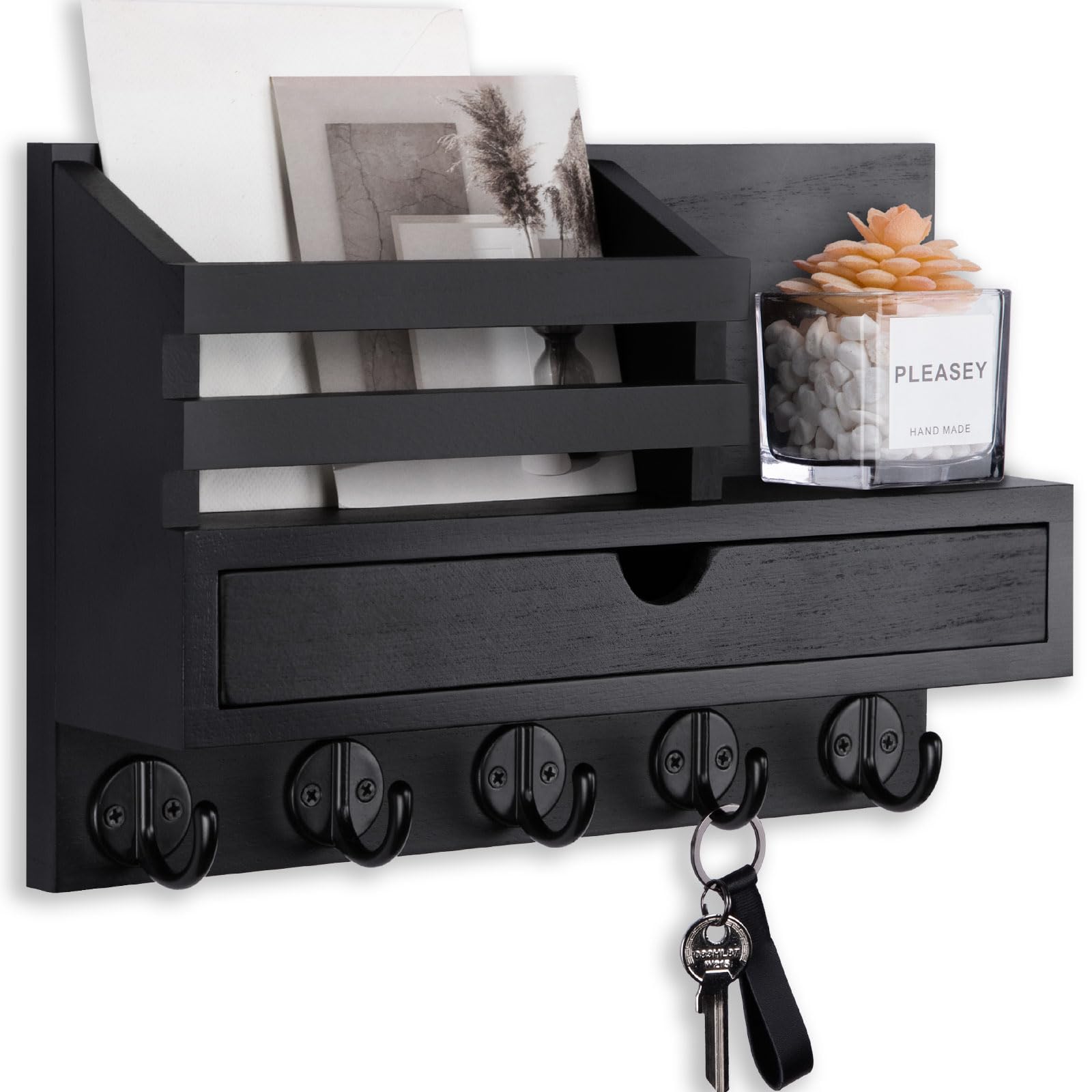 Key Holder Wall Mount, Mail Holder with Storage Drawer