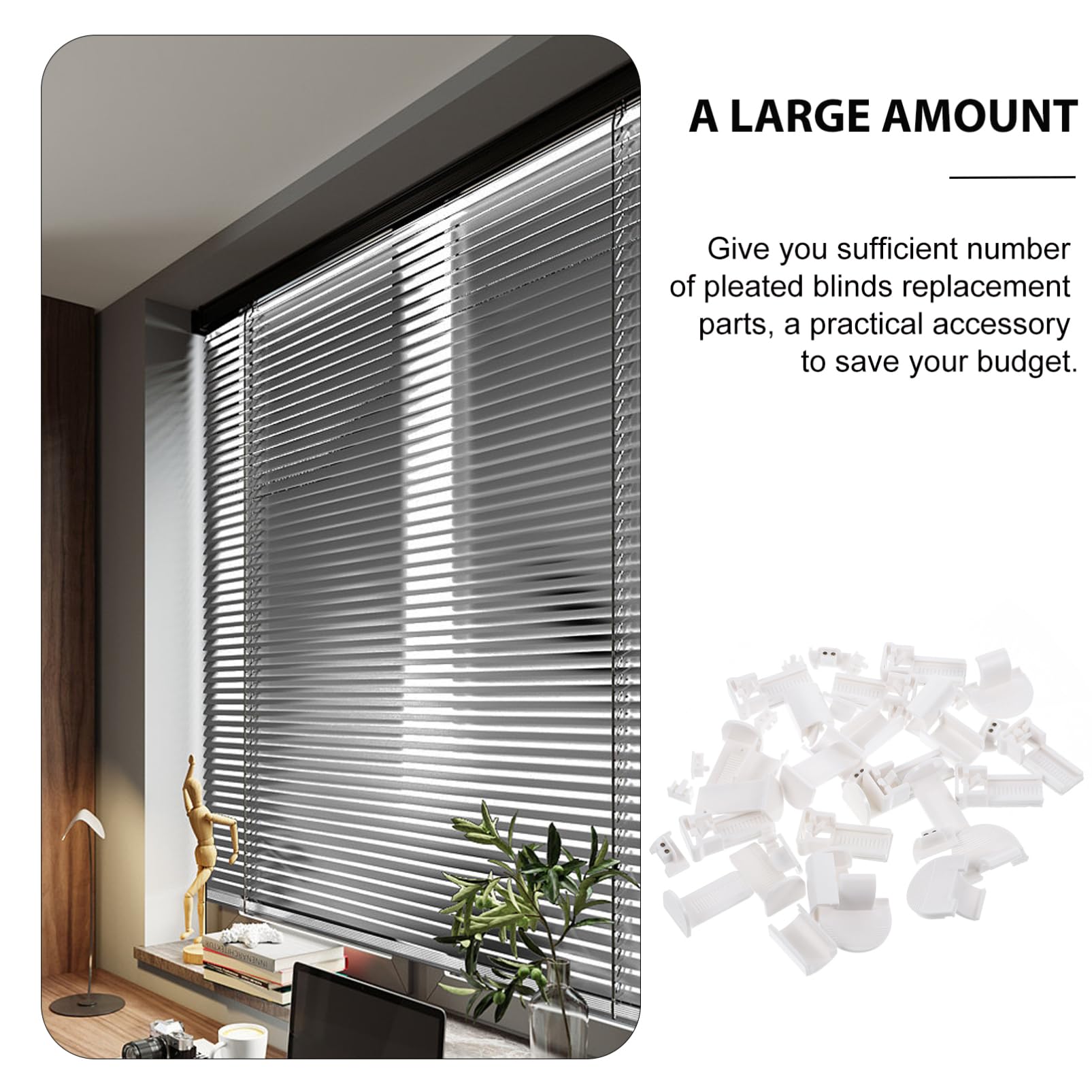 PRETYZOOM Blinds for Windows 32-Piece Pleated Blind Accessories Blind Slat Repair Kit Blind Fixers Easy Install