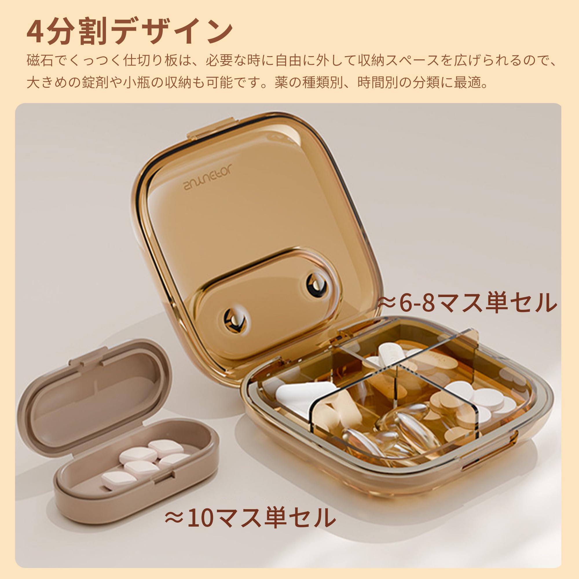 新品　カメオ　ピルケース　小物入れ　薬入れ　ゴールドカラー Amazon.co.jp: 【2025最新】ピルケース 携帯用 1週間 薬ケース 透明 2