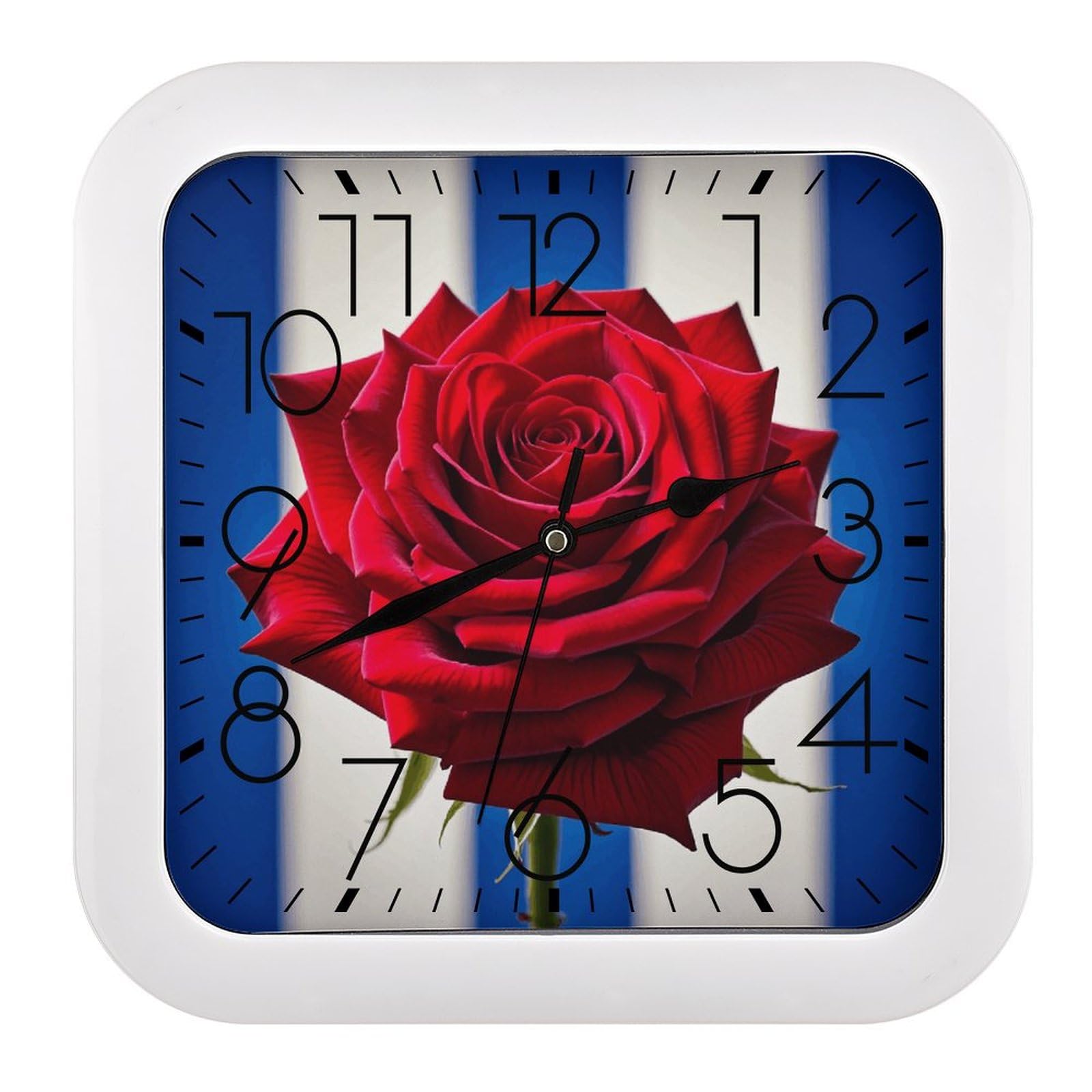 Horloge silencieuse sans tic-tac carrée à pile motif rose