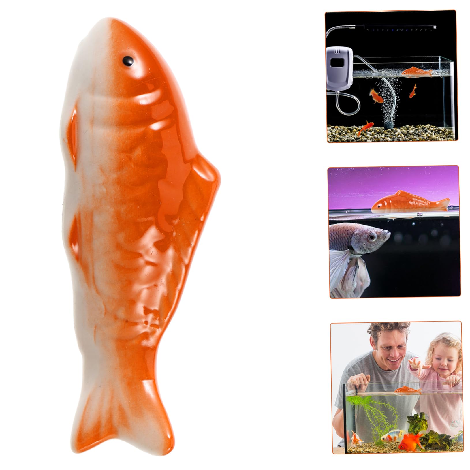 Cabilock 5 Piezas Decoración de pecera de cerámica. koi Flotante estatuilla Decorativa de Pescado Decoración de peceras Adorno de Acuario Decoraciones de Ranas Animal Adornos