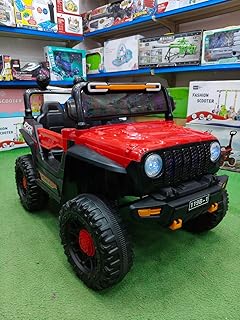 سيارة كهربائي - ركوب للأطفال باللون الأحمر - جيب - مناسبة حتى 6 سنوات