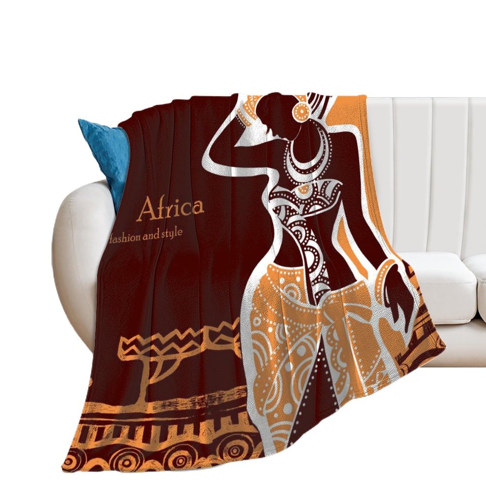 Jeté de canapé 150x200cm femme africaine pour vos soirées cocooning cosy