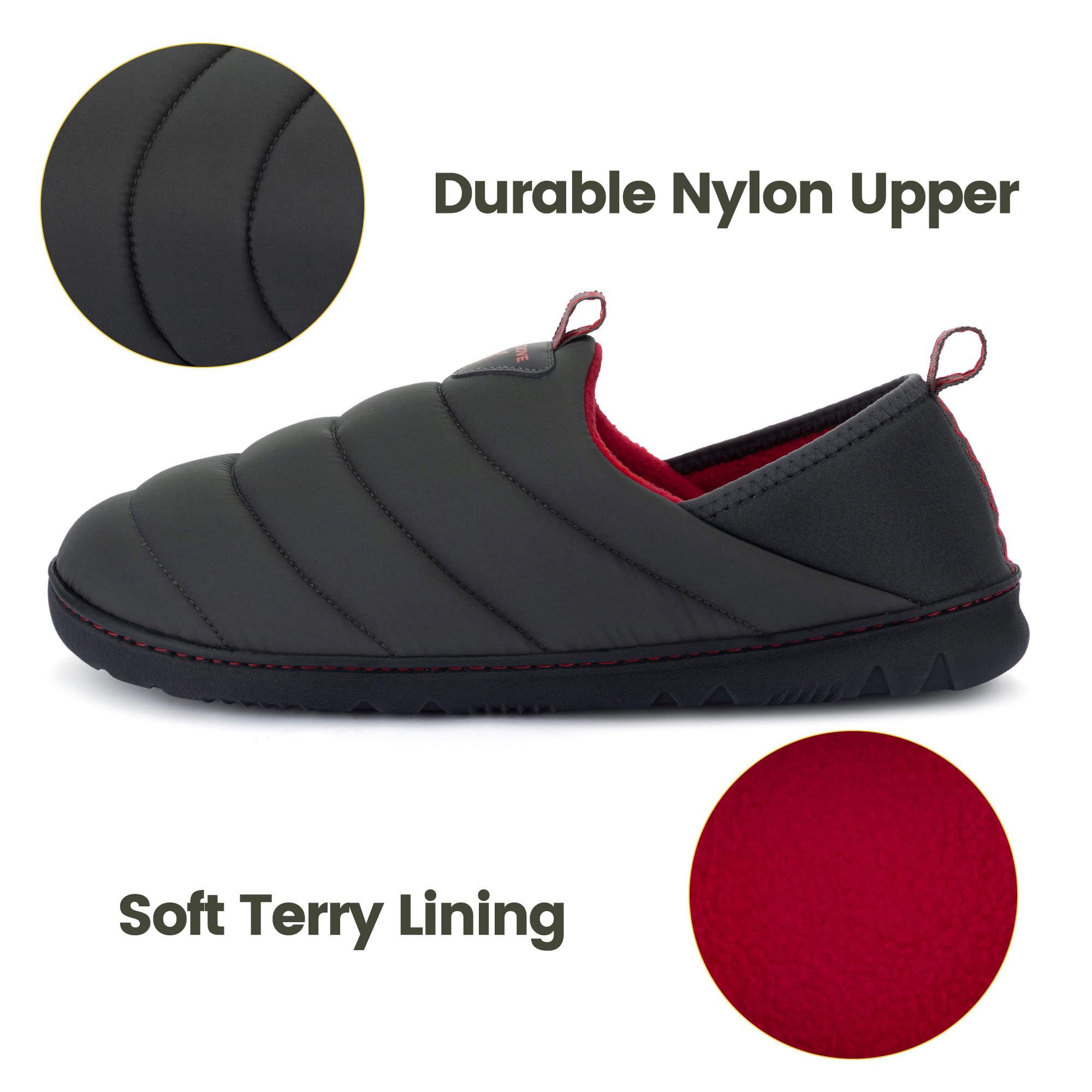 RockDove Pufflite - Pantuflas acolchadas de dos tonos para hombre con suela interior y exterior