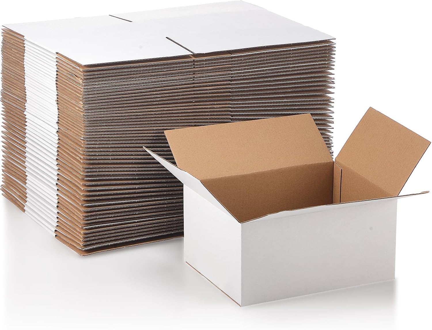 Qilery 200 Pcs Valentines Day Small Shipping Boxes 8''x6''x4'' Heavy Duty Gift Corrugated Cardboard Box Literature Mailers for Packaging Moving Small Business Storage, Mailing, White