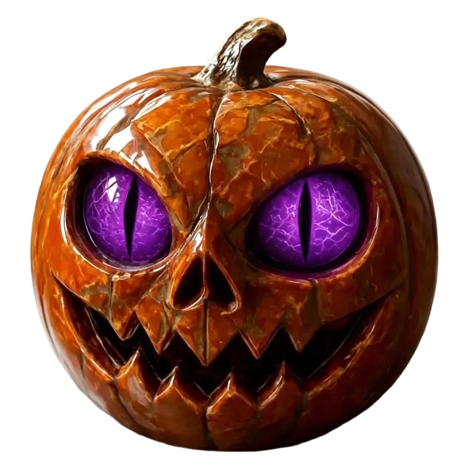 Halloween Pumpkin Figurine Resin Accent Decor, Carved Tabletop Statue for Entryway, Mantel and Shelf Home Displays Pumpkin Statue Resin Halloween Decor Tabletop Shelf Mantel Entryway Centerpiece Dark