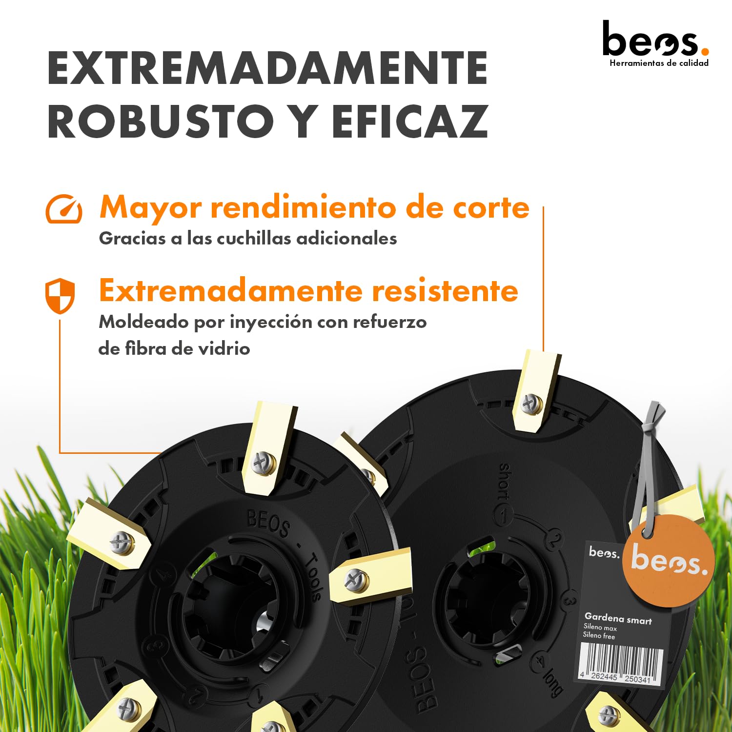 BEOS Discos de Cuchillas para Robot cortacésped Premium - 2 Discos de Cuchillas para 6 y 5 Cuchillas - para Gardena Smart Sileno Free y Gardena Smart Sileno MAX – Reforzado con Fibra de Vidrio