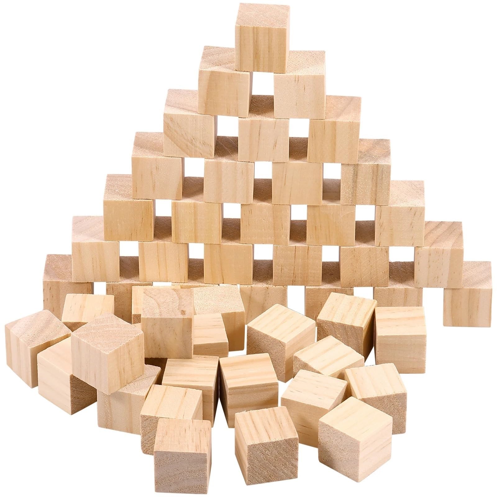 100 bloques cuadrados de madera 25 mm sin terminar, tallado natural en blanco, suministros arte for manualidades bricolaje for principiantes