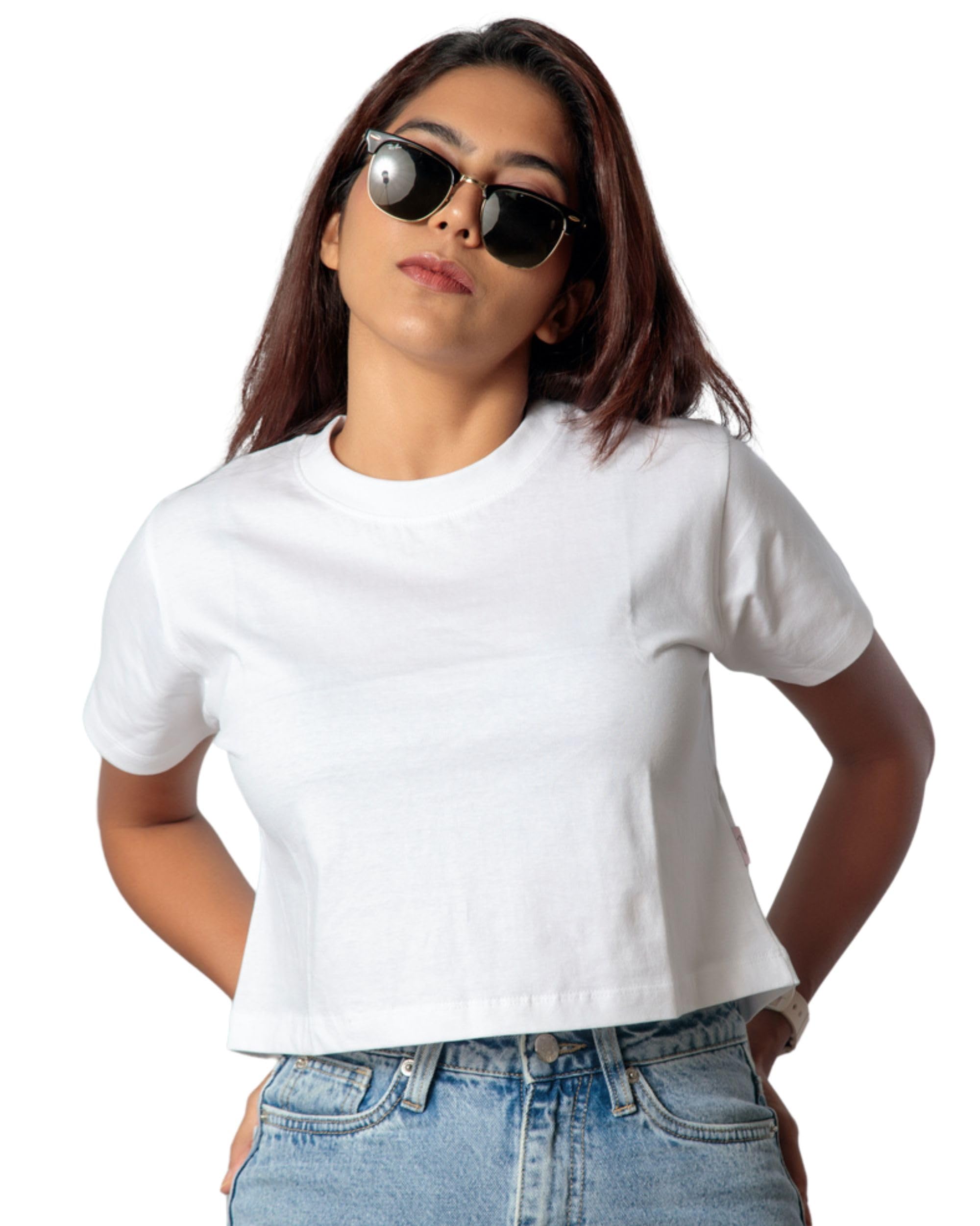 Women’s Cropped Top – Soft Cotton Blend, Stretchable, Stylish & Versatile Crop Tee for Casual Wear, Gym, and Layering-picture-12