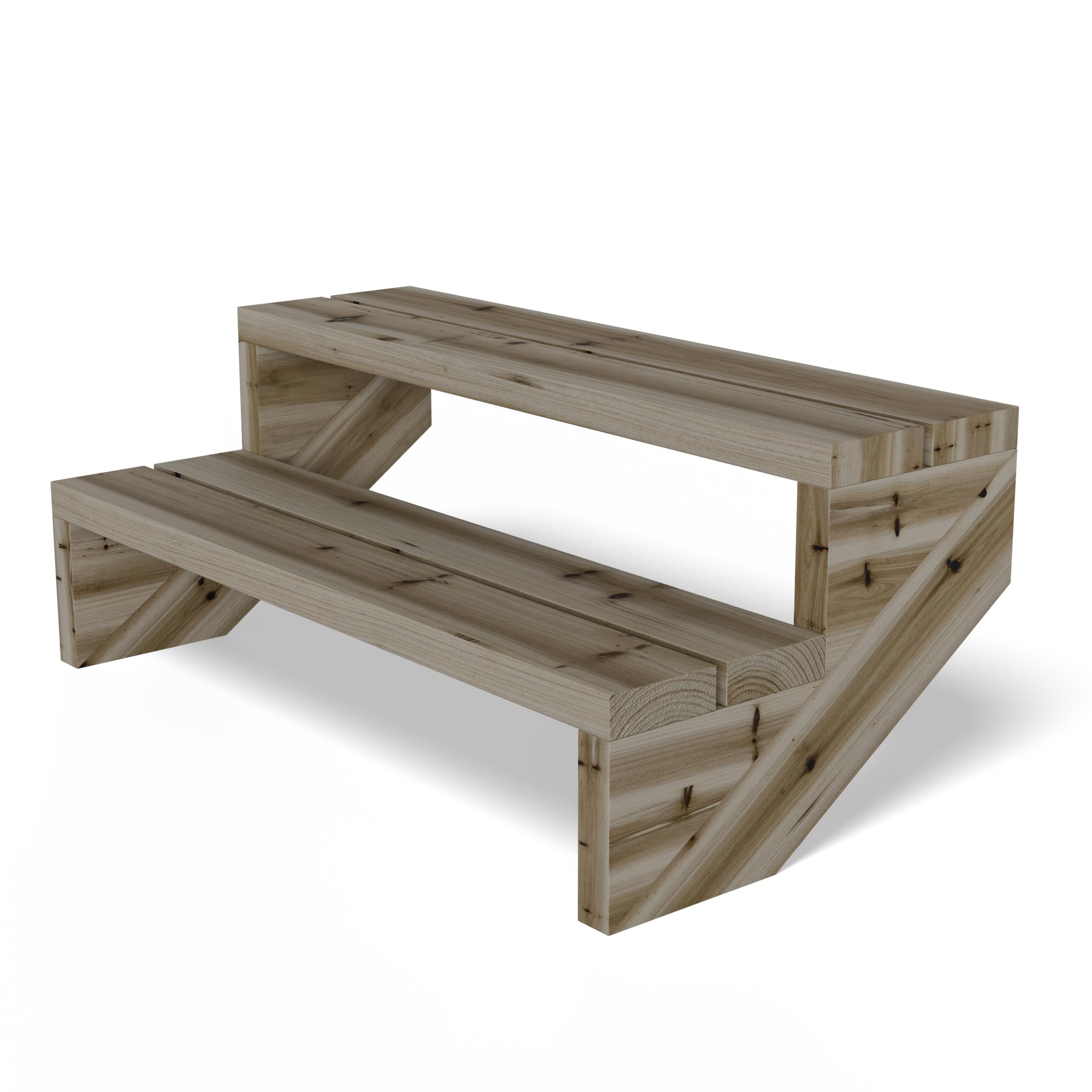 Terrassentreppe 95 cm Breite – 2 Stufen, 38 cm Höhe, Komplett-Set aus Kiefernholz (chromfrei kesseldruckimprägniert)