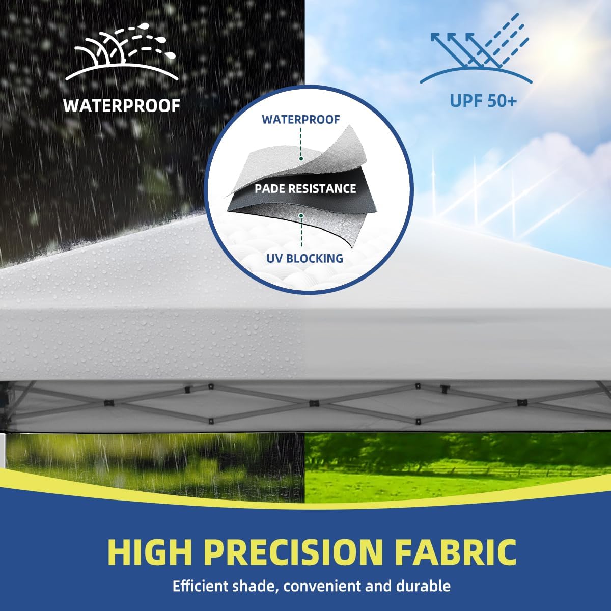 10x10 ft Pop Up Canopy Tent, Easy Up Instant Outdoor Canopy, Straight Legs, Wheeled Carry Bag - White