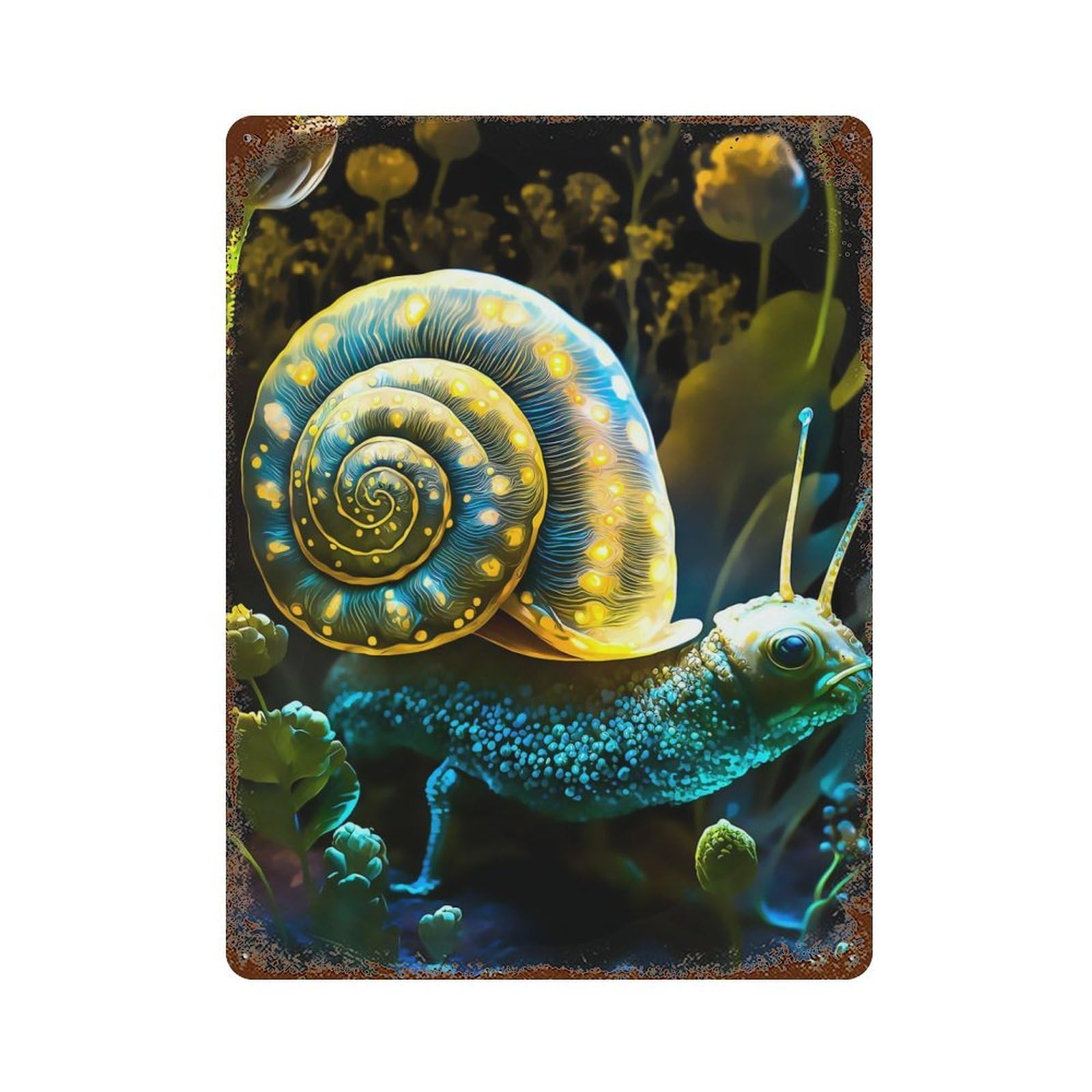 Decorative Tin Sign with Snail Design 15.7"x11.8", for Basement, Hobby Room And Garage Decor, Rustic Home Decor