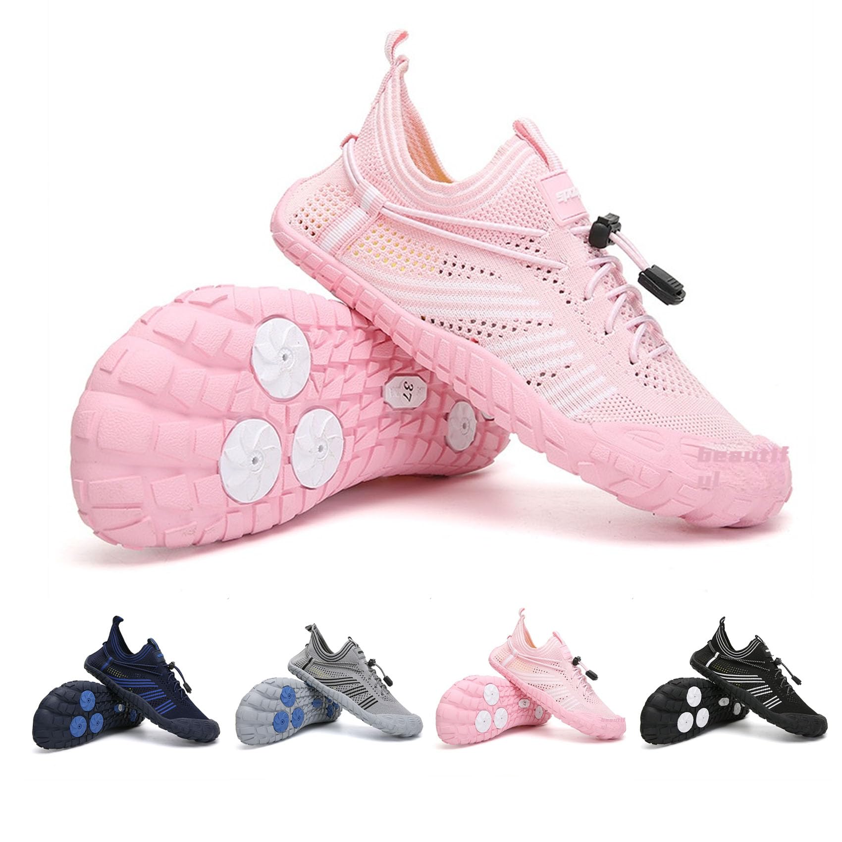 Pro Hiking Barefoot Shoes for Women & Men - Wide Toe Box, Non-Slip & Lightweight, Breathable Footwear for Outdoor Adventures (Pink,38)