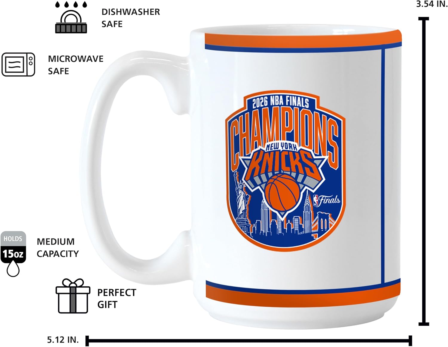 Logo Brands NBA New York Knicks NBA Finals Champions 15 oz Ceramic Coffee Mug | Commemorative Champs Design | Ceramic | 15 Fluid Ounces