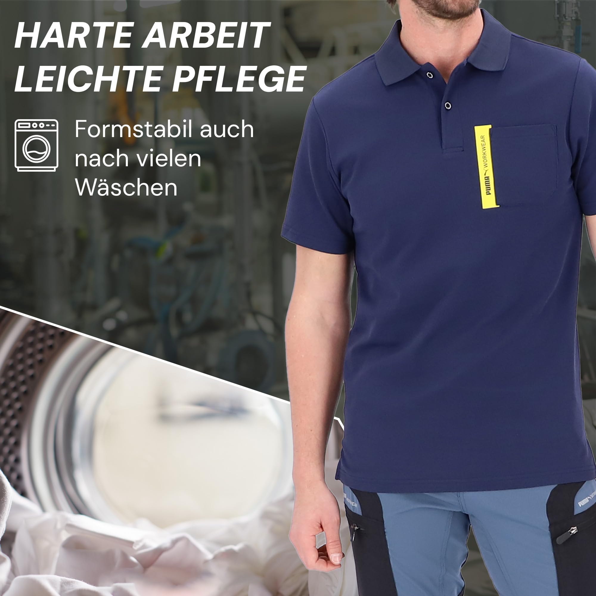 PUMA Workwear Advanced – Poloshirt Herren Kurzarm – Arbeitsshirt mit Brusttasche und Utility Fach an der Schulter – Strapazierfähiges, atmungsaktives und schnelltrocknendes Gewebe