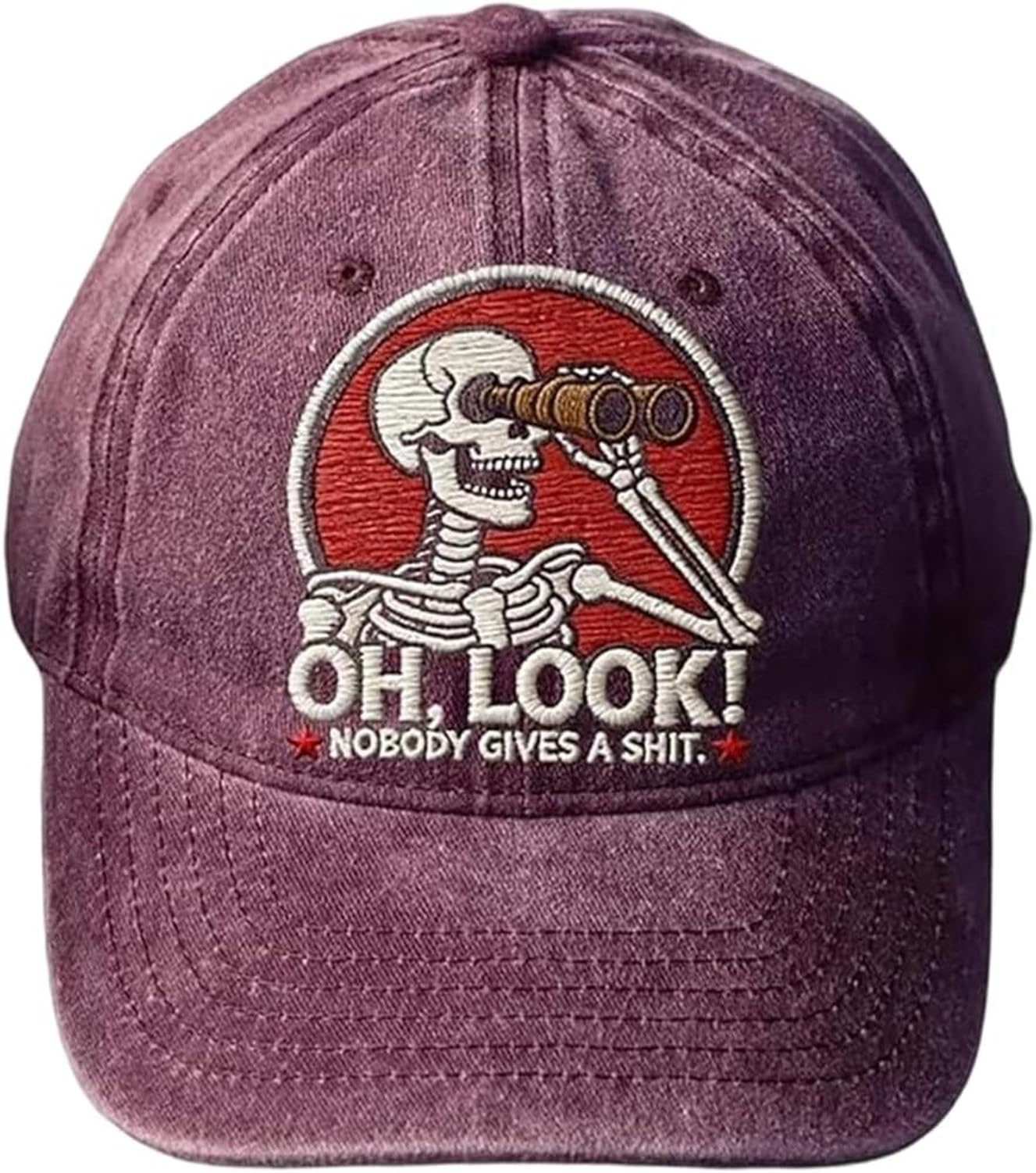 XIUNYIE Oh Look Nobody Gives A Sh T Skeleton Scout Cap Vintage Printed Sarcasm Style Adjustable Unisex Baseball Hat, #A