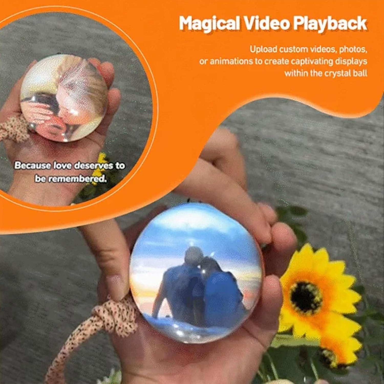 Sfera Di Cristallo Video - Lettore Video 3D Personalizzabile Con Schermo Elettronico, Regalo Per Anniversario, Compleanno