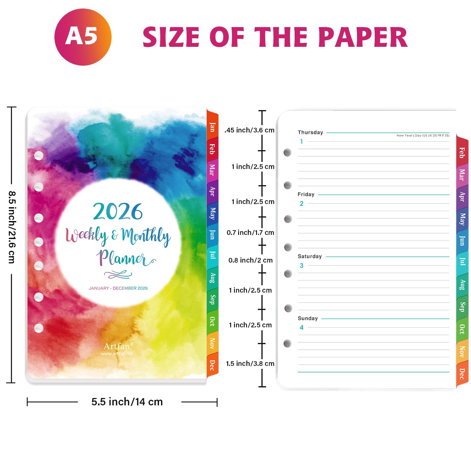 Snapklik.com : 2026 Planner Refills - 7-Hole Punched Planner Refills ...