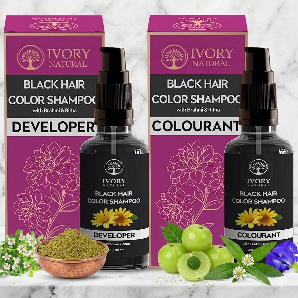 Buy Ivory Natural Black Hair Color Shampoo (30ml + 30ml) – Get