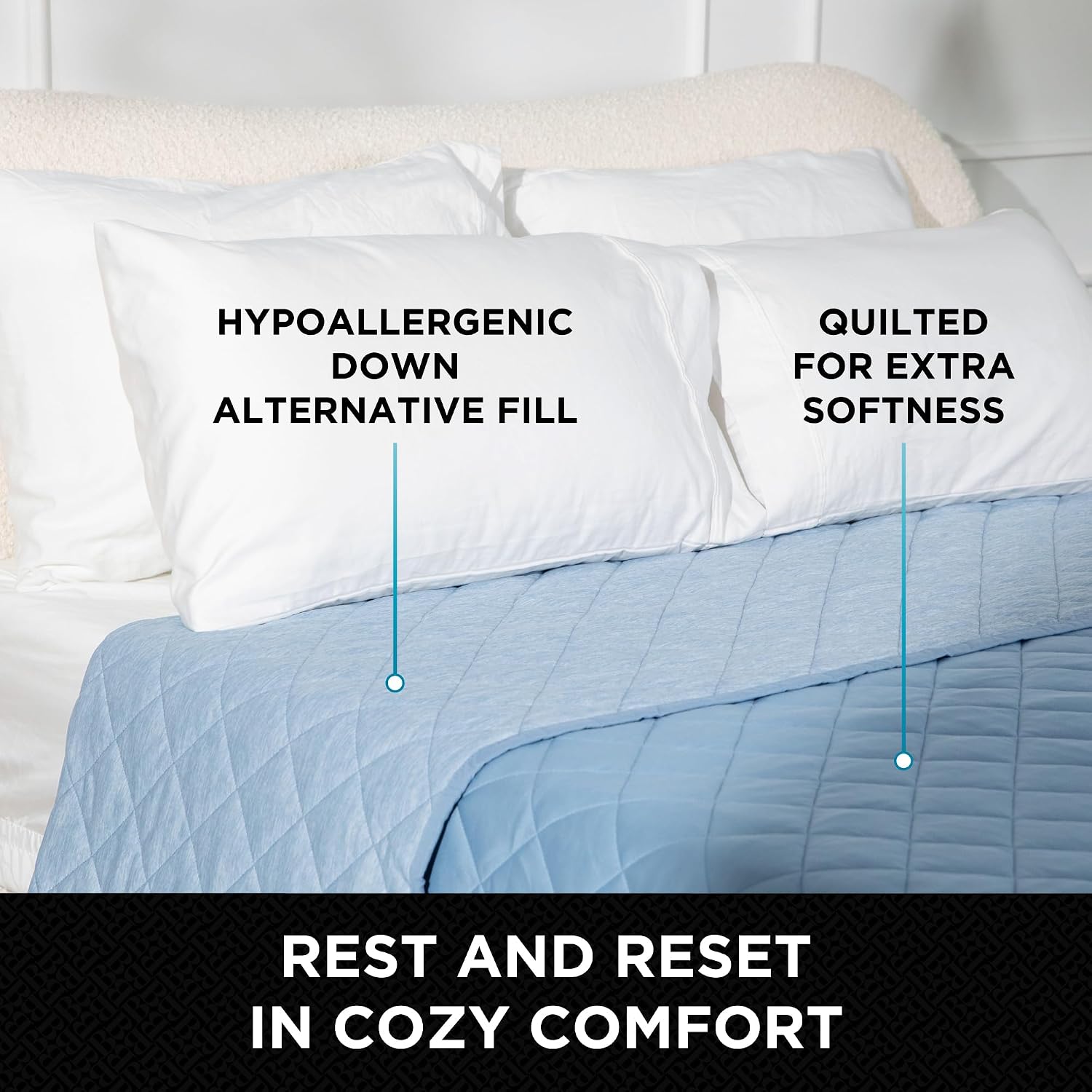 Brookstone Cooling Blanket Queen Size – Cooling Down Alternative Blanket for Hot Sleepers, Reversible Cool Touch Fiber, Quilted, Lightweight, Blue