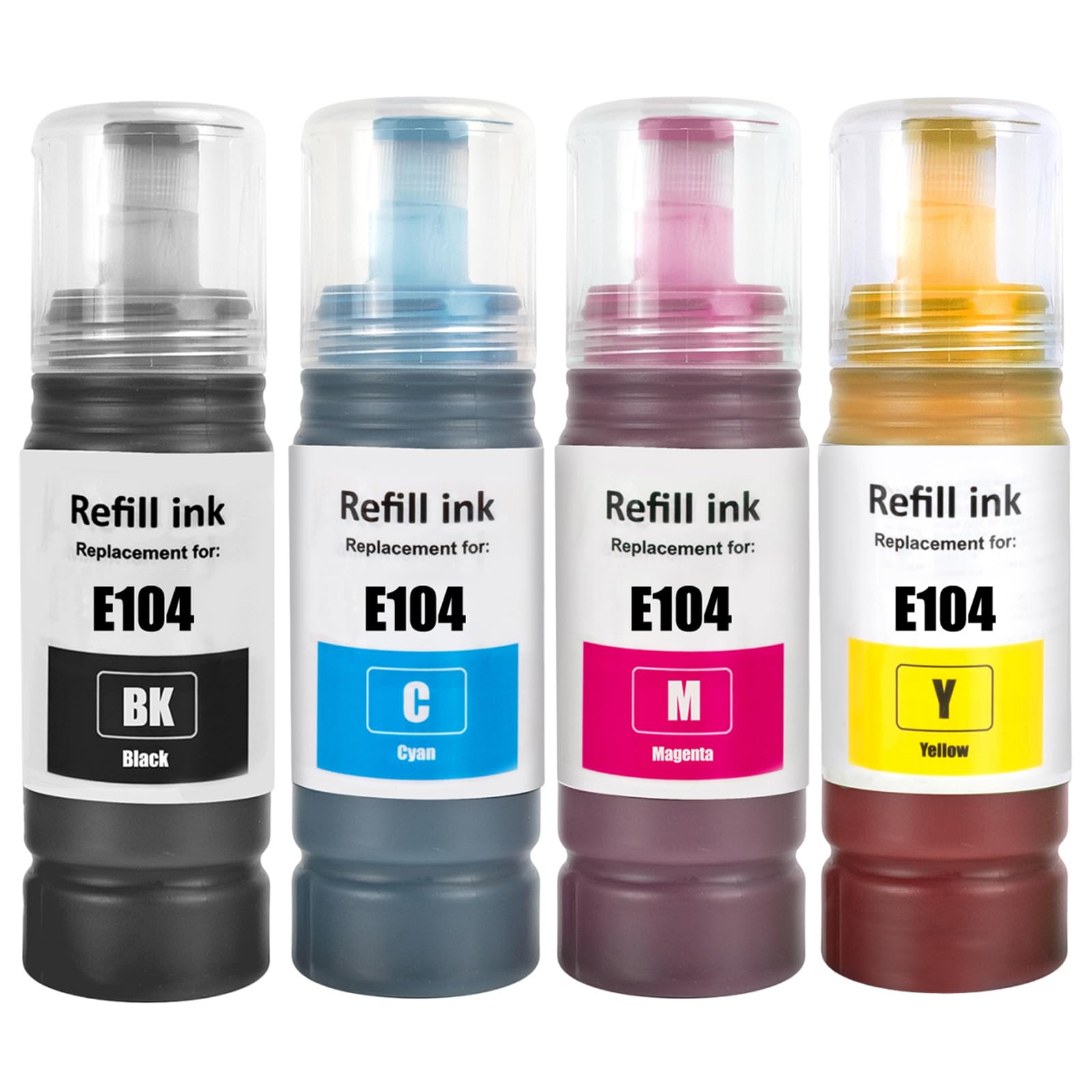 Encre compatible Epson 104 - Kit de 4 bouteilles pour EcoTank ET-1810/ET-2726/ET-2810/ET-2811/ET-2812/ET-2814/ET-2815/ET