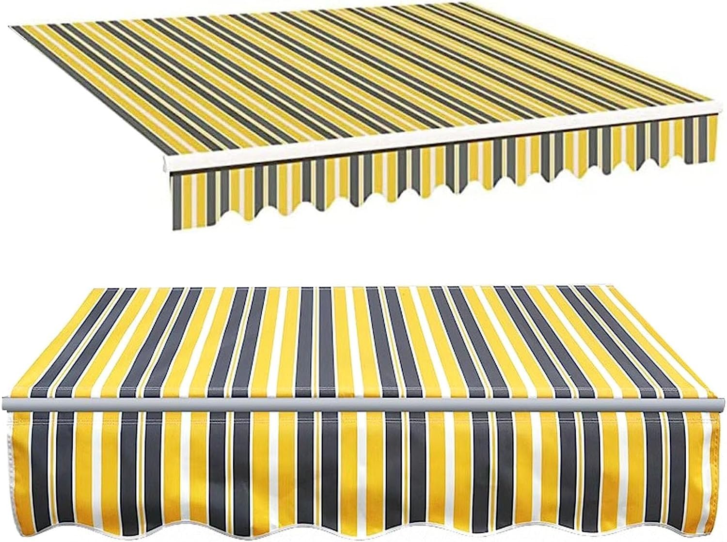 Générique Toile De Rechange Store Banne, Tissu De Remplacement pour Auvent, Toile D'Auvent Tissu De Rechange pour Store Banne, Extérieur Tissu Remplacement pour Auvent Anthracite(Yellow Stripes,3x2m)