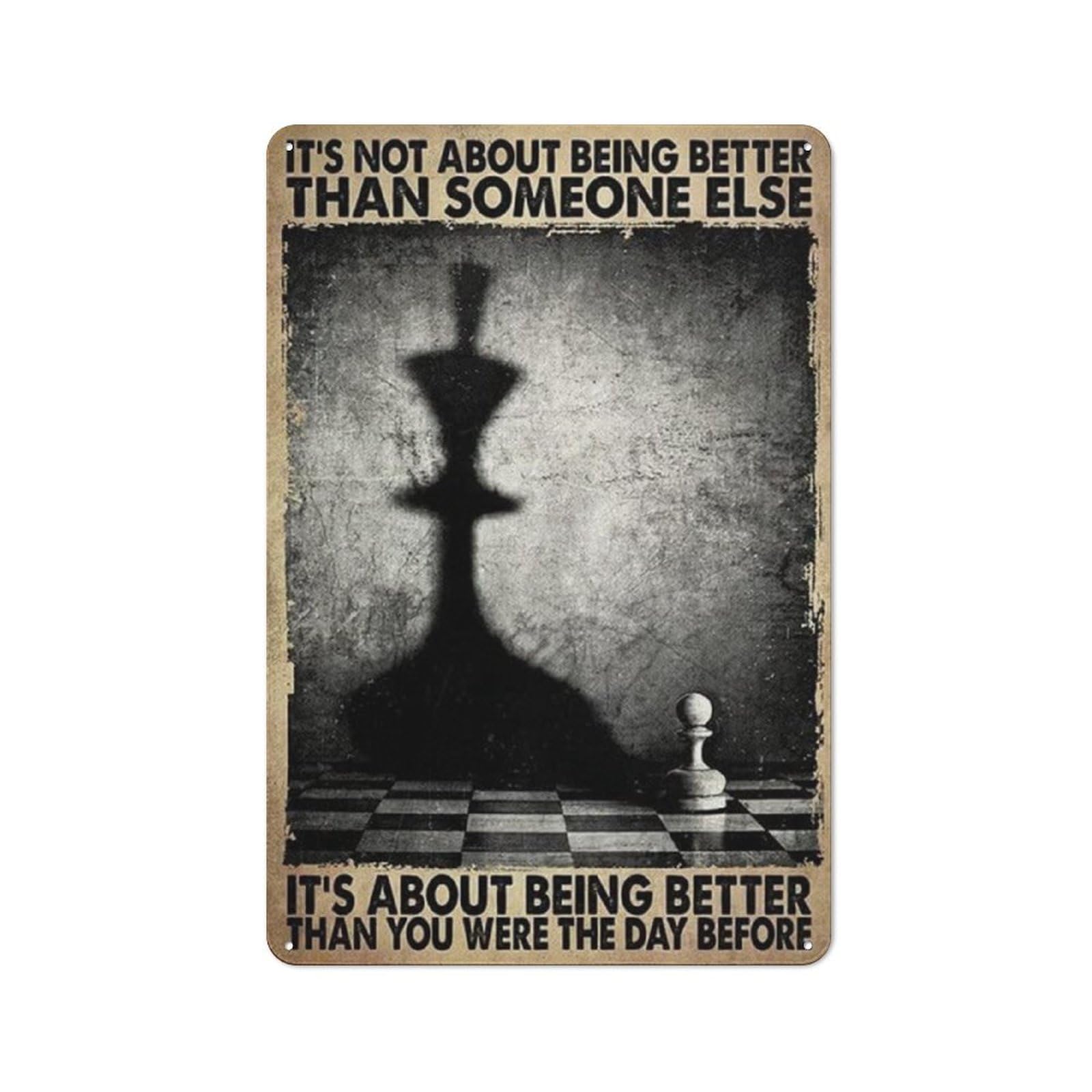 peiyeety Creative Tin Sign It'sAbout Being Better Than Someone Else It's About Being Better Than You were The Day Before Funny Novelty Metal Sign Retro Wall Decor Bars Cafes Store Club Gift 8"x12"
