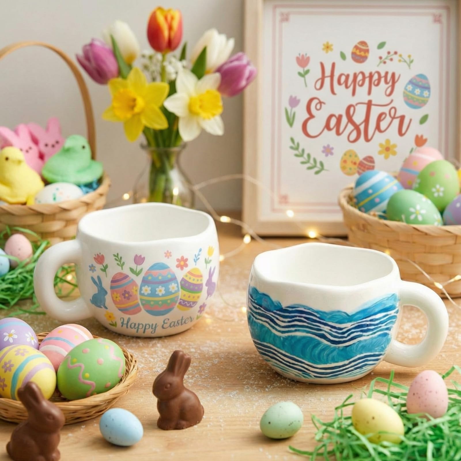 Sinmoe Set di Pittura su Tazza in Ceramica per Adulti 2 Tazze 12 Colori Ceramici 3 Pennelli 1 Tavolozza Regalo Mug Fai da Te Kit Bicchiere da Dipingere da Caffè per Compleanno Natale(Forma di Fiore)