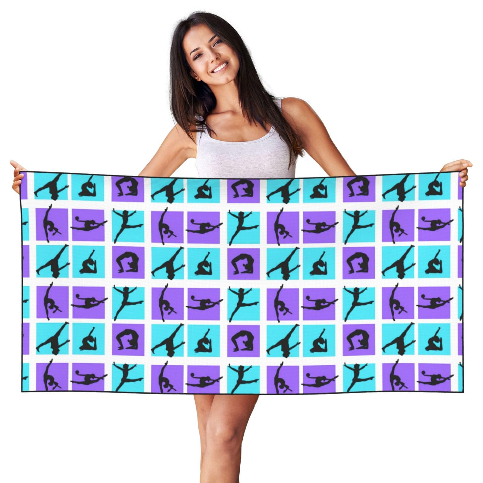 Ybghdaa Black Gymnastics Game Printing Peach Skin Velvet Beach Towel 27.5"X55" Oversized Quick Dry Travel For Gym Camping