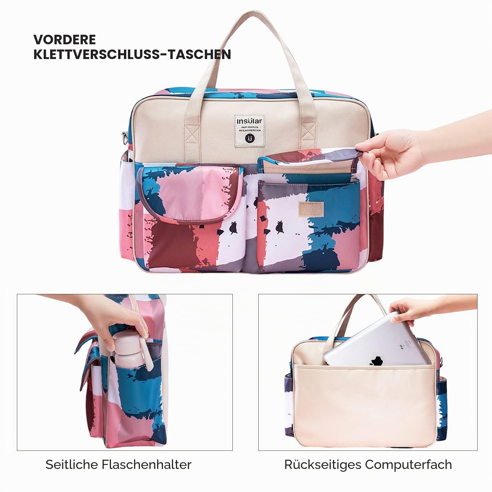 SONARIN Grosse Kapazität Baby Wickeltasche,Multifunktionale Wasserdicht Reise Wickeltasche Umhängetasche Tragetasche Henkeltaschen Babytasche mit Schultergurte & Wickelunterlage