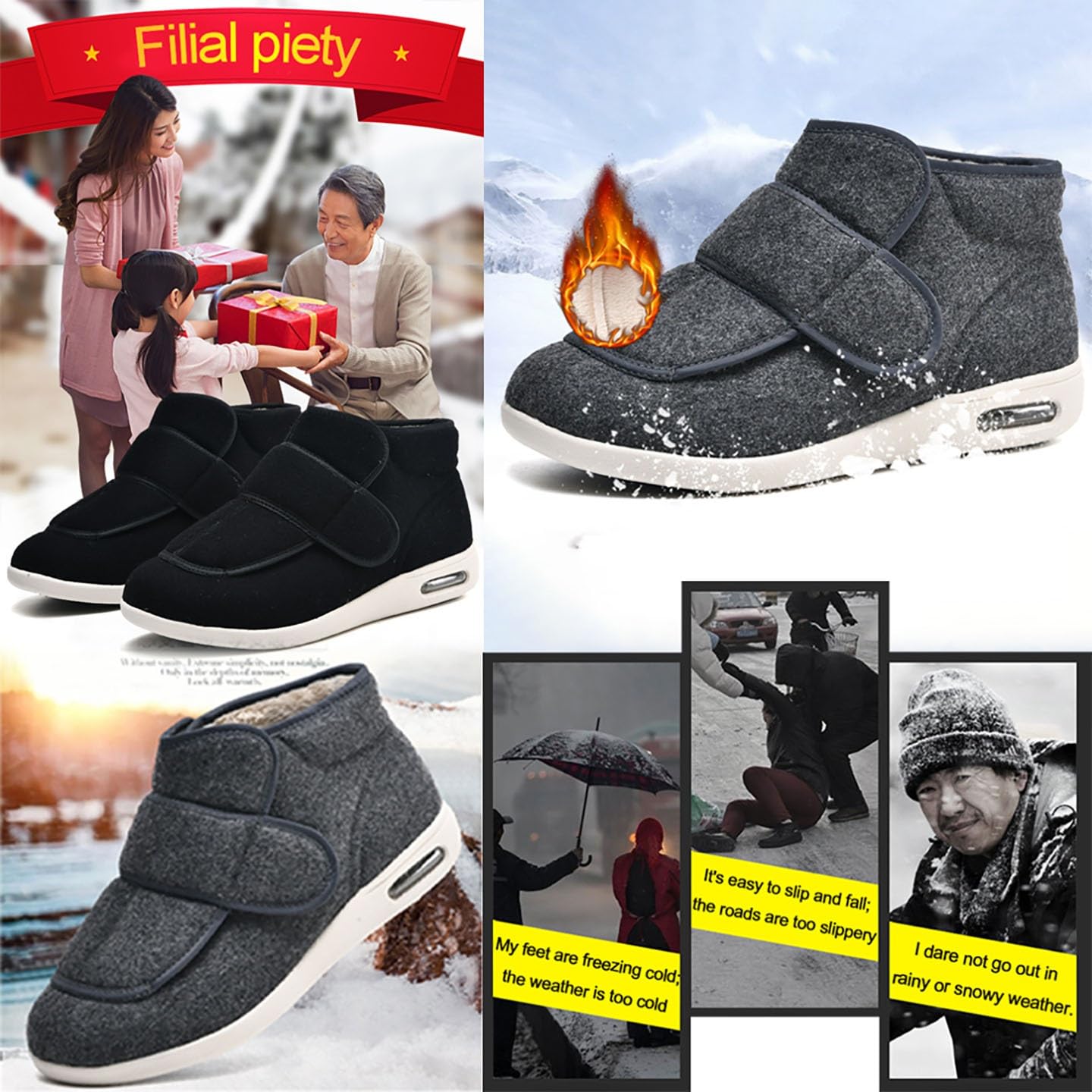 Generisch Bequeme Schlupfstiefeletten for Herbst und Winter, Dick Gefüttert