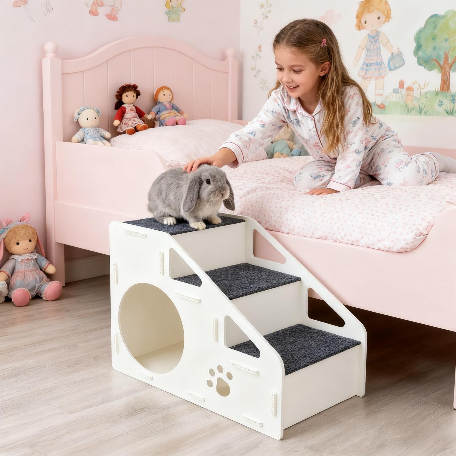 Scalini Per Gatti 2 in 1 Rampa Pieghevole Antiscivolo | Piccola Casa per Cuccioli per Casa Soggiorno Camera da Interni Cani Cuccioli Gatti Micini Piccole Razze e Alto
