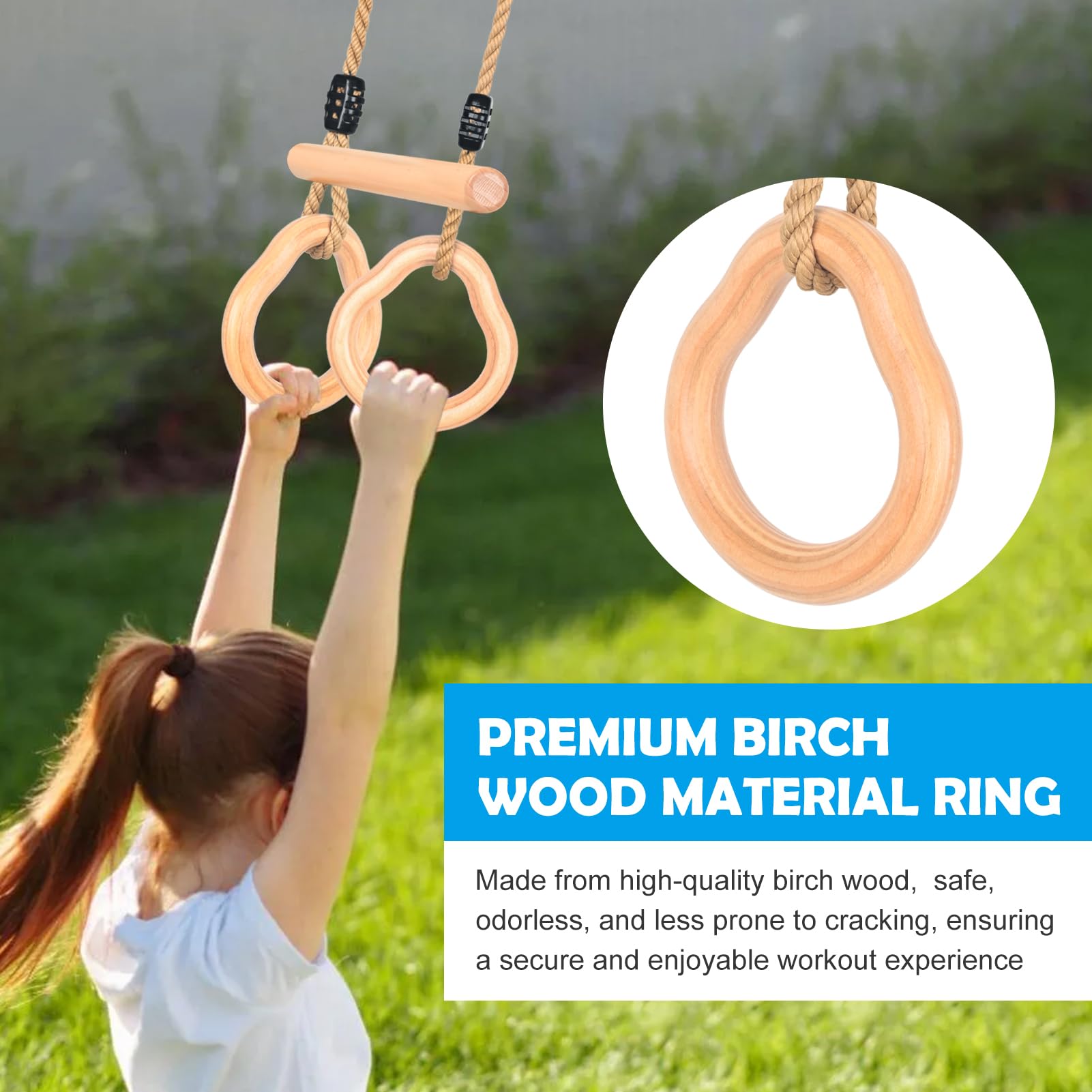Trapez Schaukel, Trapez Stange Outdoor mit Turnringen Multifunktions Schaukel Kinder mit Verstellbarem Hanfseil Kinderschaukel Turngeräte für Kinder Indoor Outdoor