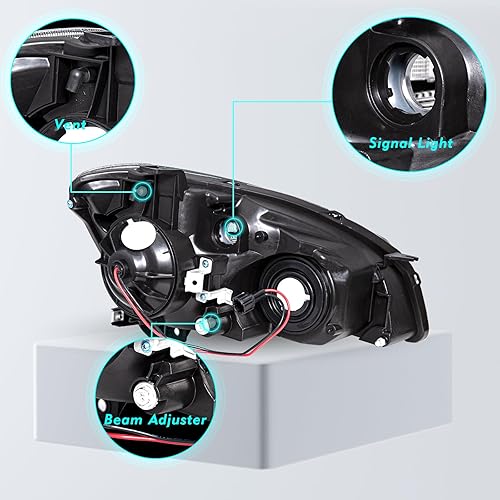 Miniatura 3 de TUSDAR Compatible con Nissan Altima 2002 2003 2004 Conjunto de faros delanteros halógenos modelo izquierdo del conductor y lado derecho del pasajero