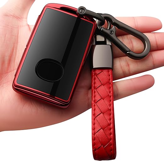 Sindeda for Mazda Key Fob Cover with Keychain Key Case Key Shell 360 Degree Full Protection Compatible with 2019-2024 Mazda 3, Mazda 3 Hatchback, 2020-2024 Mazda CX-5, CX-30, CX-9-Red