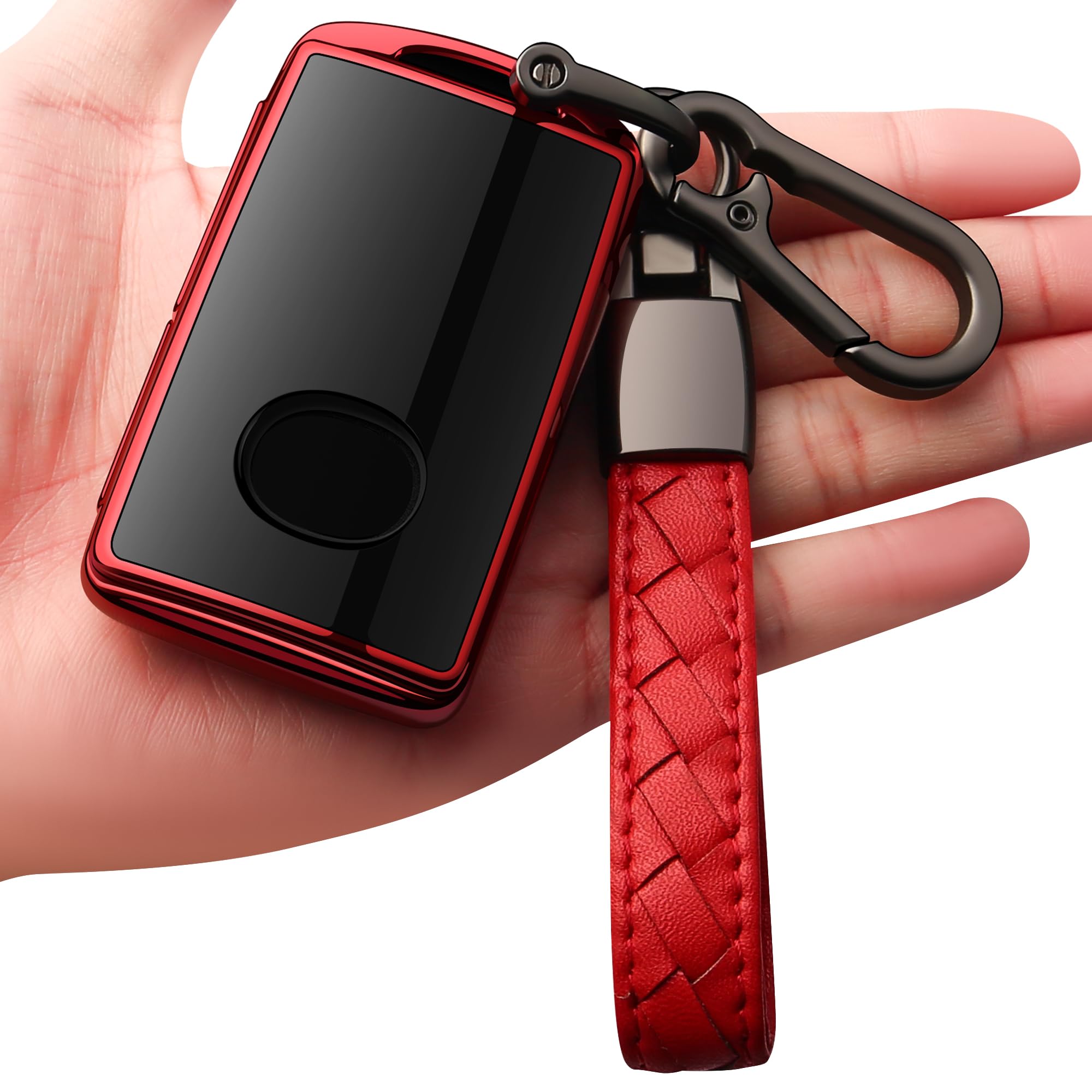 Sindeda for Mazda Key Fob Cover with Keychain Key Case Key Shell 360 Degree Full Protection Compatible with 2019-2025 Mazda 3, Mazda 3 Hatchback, 2020-2025 Mazda CX-5, CX-30, CX-9-Red