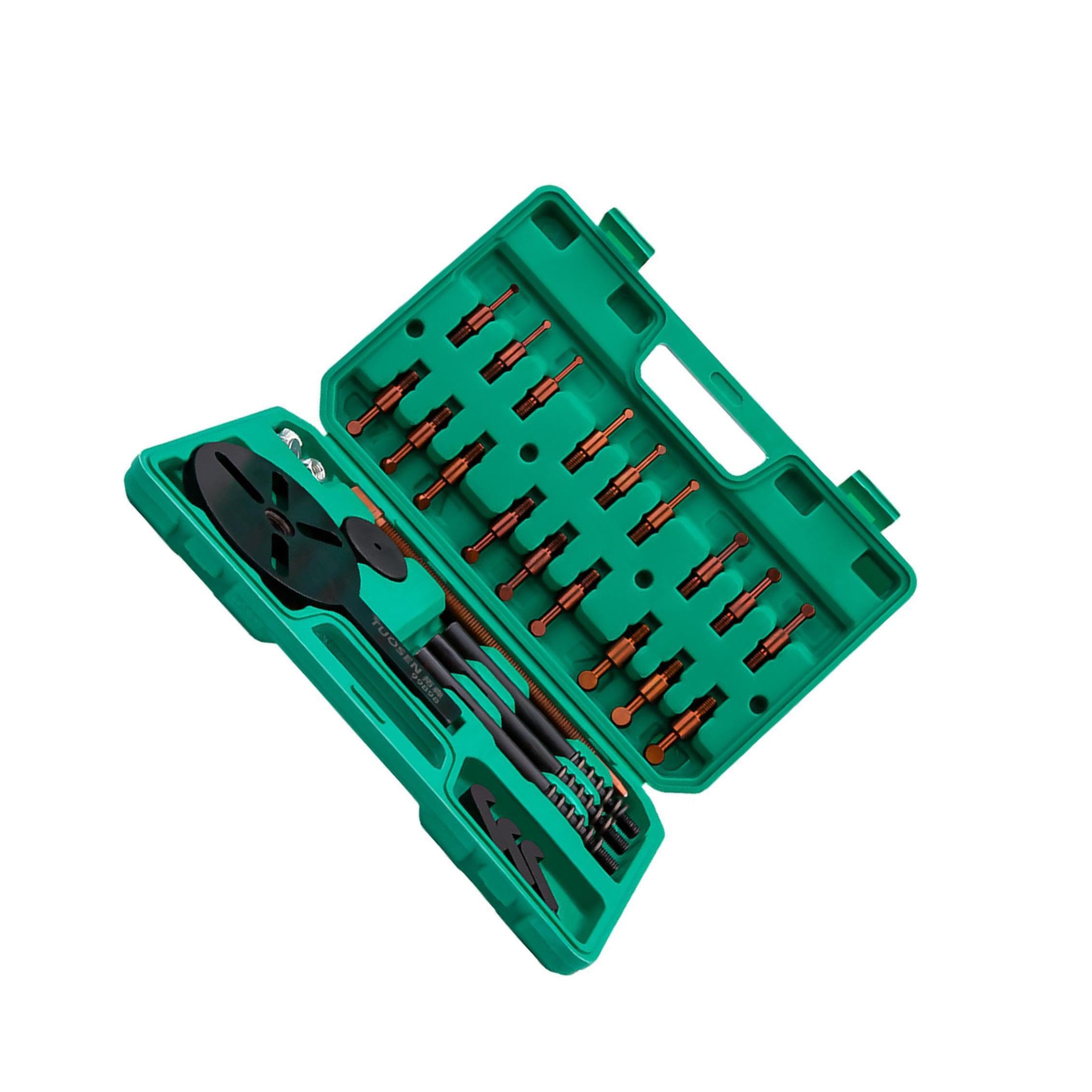 Extractor versátil de tres mordazas con orificios interiores y | duraderos, diseñado para máxima utilidad en reparaciones de automóviles. Juego de extractores de cojinetes 18 en 1. Juego