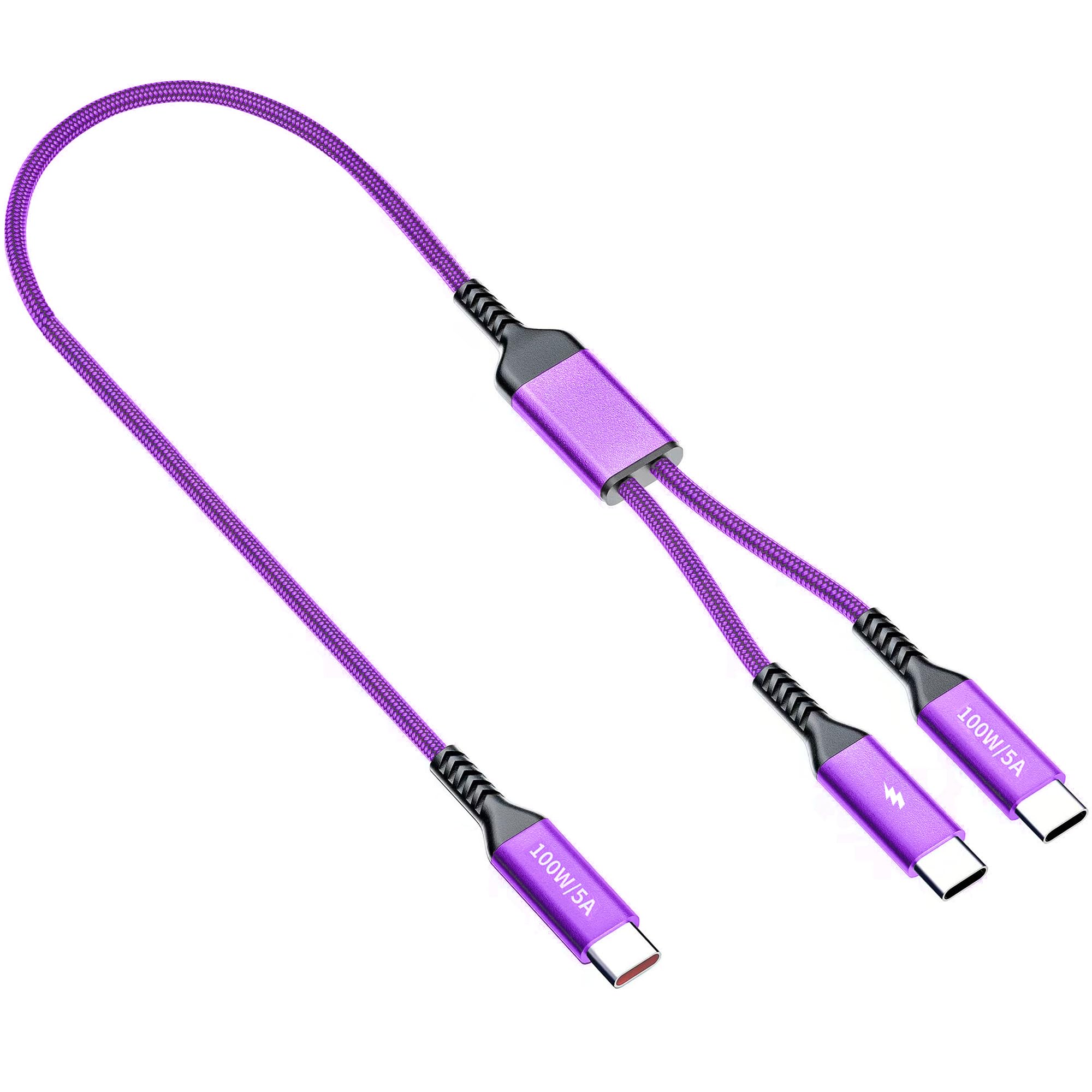 USB C Kabel 1.2M Lila, Multi 2-in-1 USB C zu USB C Kabel 100W Max, Schnellladekabel für iPhone 16 15 Serie, MacBook, iPad, Samsung S25, Xiaomi, Huawei, Moto (USB 2.0, geflochten)
