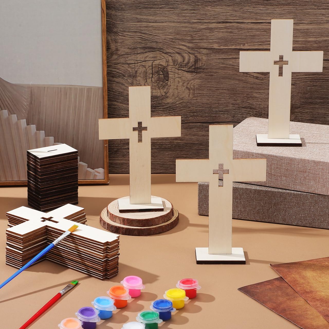 IMIKEYA 20pcs Wooden Crosses for Crafts Unfinished Wood Crosses DIY Wooden Cross Baptism Centerpieces Cutouts DIY Craft Decor s for Wall Decor Wedding Christmas Party
