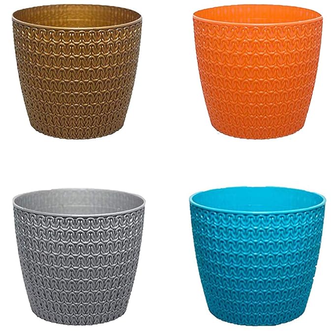 Go Hooked Flower Pot | Plastic | Planters | Multicolour | 5.5 inch | 4 Pieces | Plant Pots | Sunshine Pots at Rs. 283