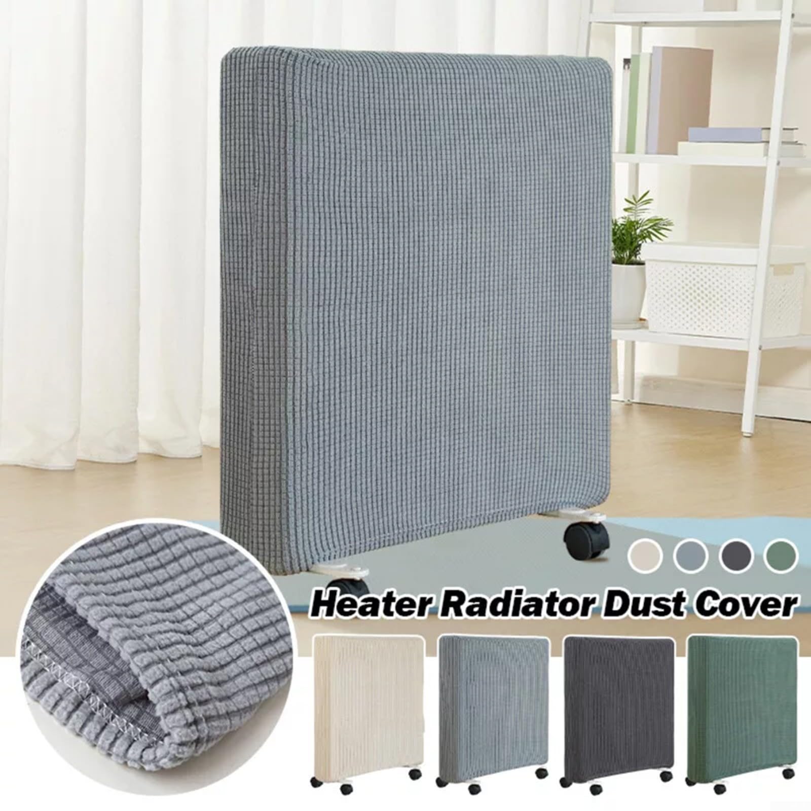 Custodia protettiva elastica per termosifoni in poliestere, traspirante e antipolvere per riscaldamento domestico, con coulisse per una presa sicura, soluzione compatta (grigio scuro S)