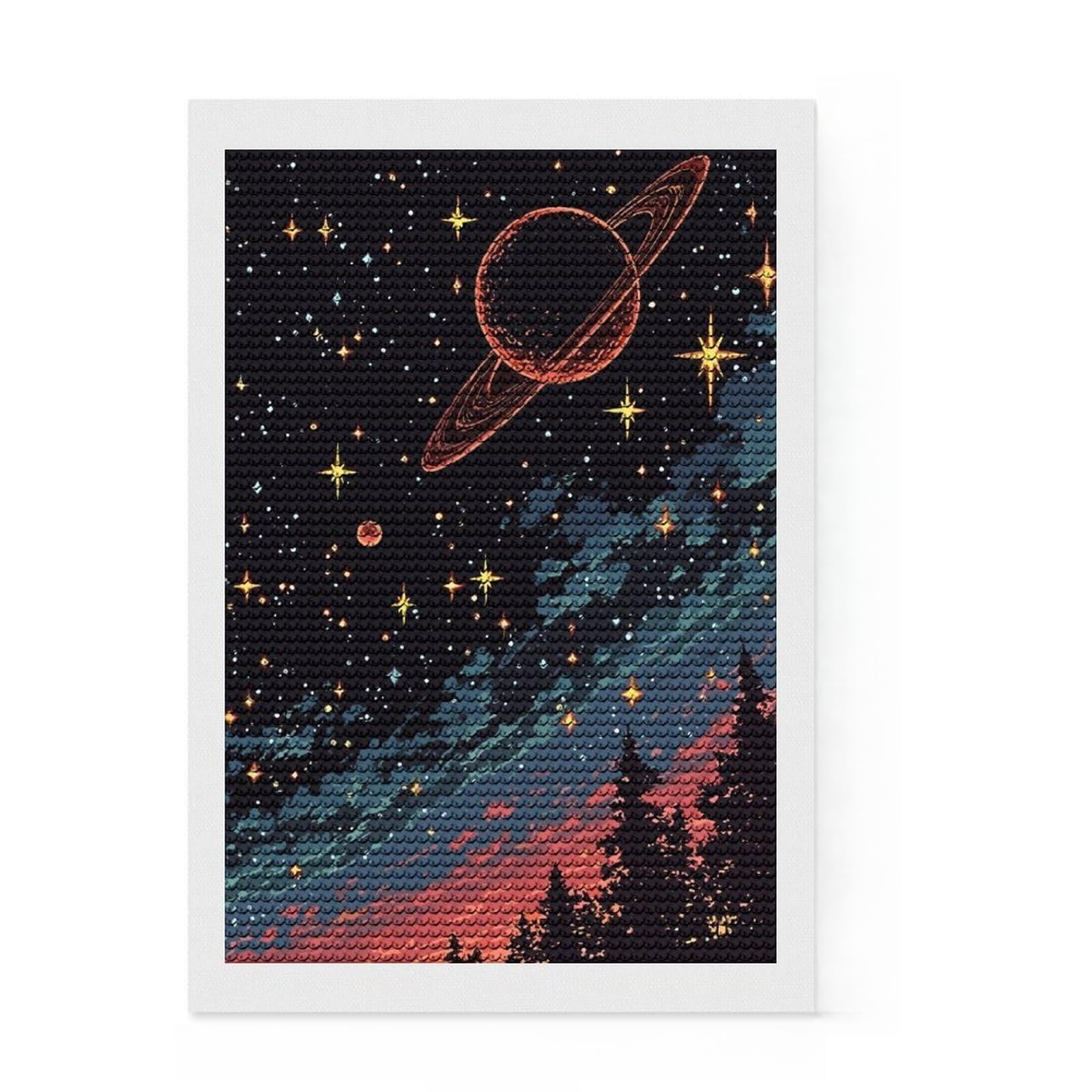 Junmoney The Universe Diamond Art Canvas 8"x12", Adhesive Canvas, Easy to Enjoy, Living Room Decor, Birthday Gift, Simple to Start