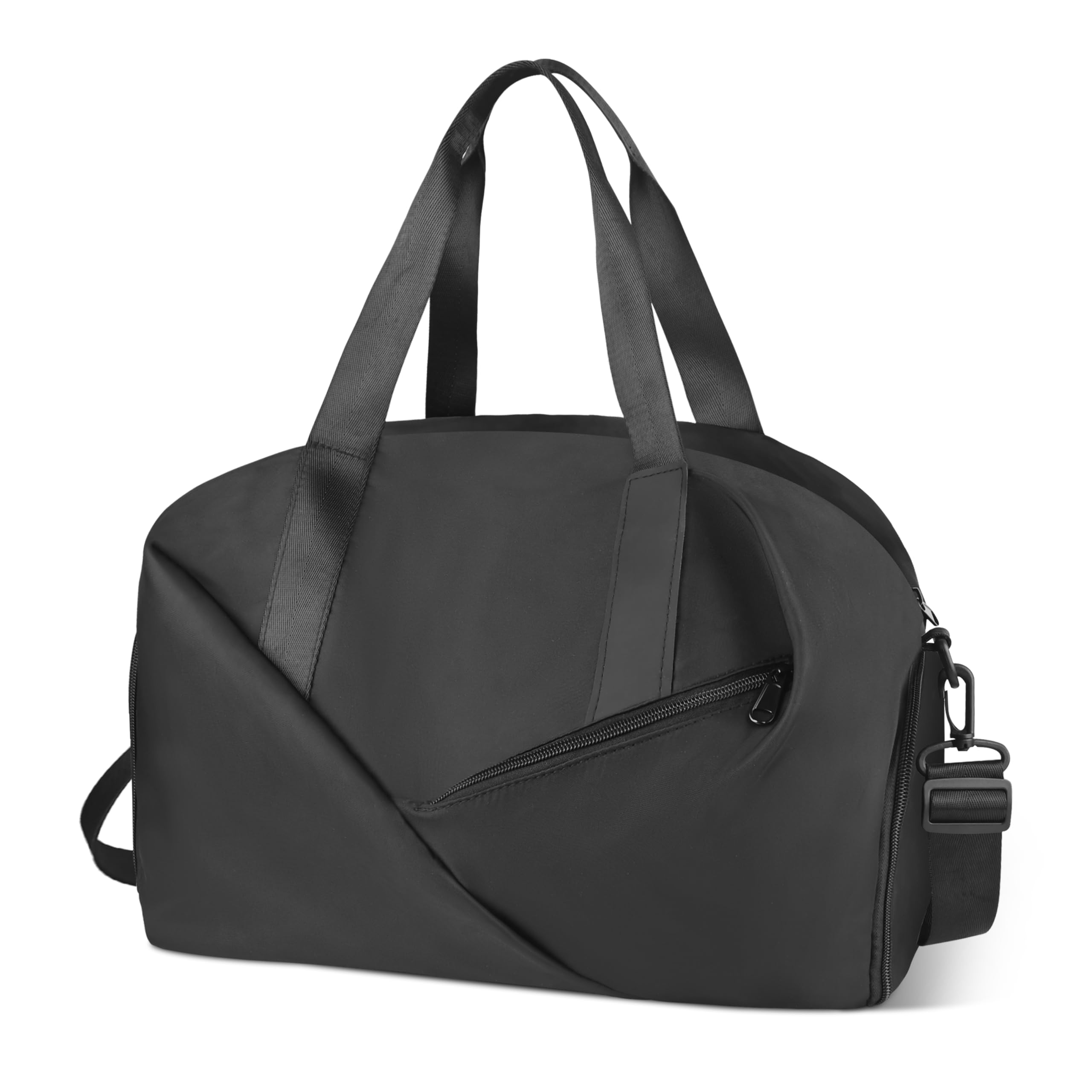 Waterproof Gym Bag Duffle Bag with Shoe Compartment & Wet Pocket, Durable Sports Holdall Bag Travel Bag for Women & Men- 30L, Black