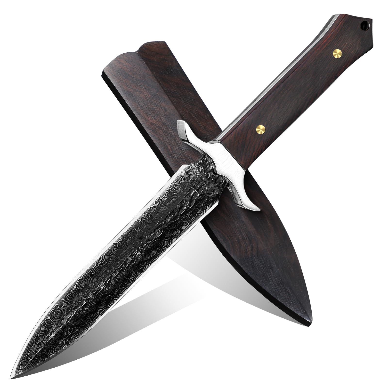 SMITH CHU Outdoor Messer Survival - Multifunktions Survival Messer Outdoor, Bushcraft Camping Messer mit Holzgriff, Die Ideales Geschenke für Männer